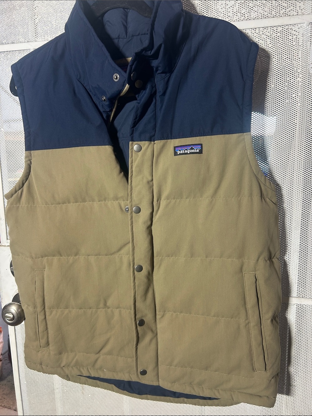 Patagonia Two-Tone Navy and Tan Puffer Vest